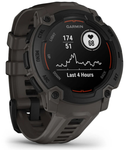 SMARTWATCH GARMIN INSTIN E 45MM PRETO CORREIA DE SILICONE CARBON