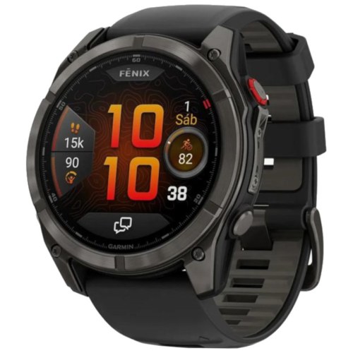 Garmin Fēnix 8 Pro 51 mm AMOLED Zafiro Cinza Titânio com pulseira de Silicone Preta