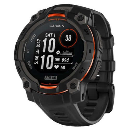 Garmin Instinct 3 45 mm Solar Preto com pulseira de silicone preta GPS multibanda