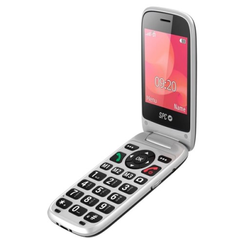 Telemóvel SPC Polaris 4G com ecrã principal de 2,8", exterior de 1,4" - Câmara, rádio FM, lanterna - mãos-livres - cor preto/prateado
